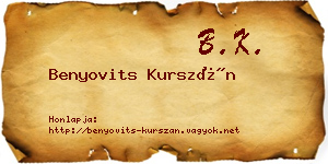 Benyovits Kurszán névjegykártya